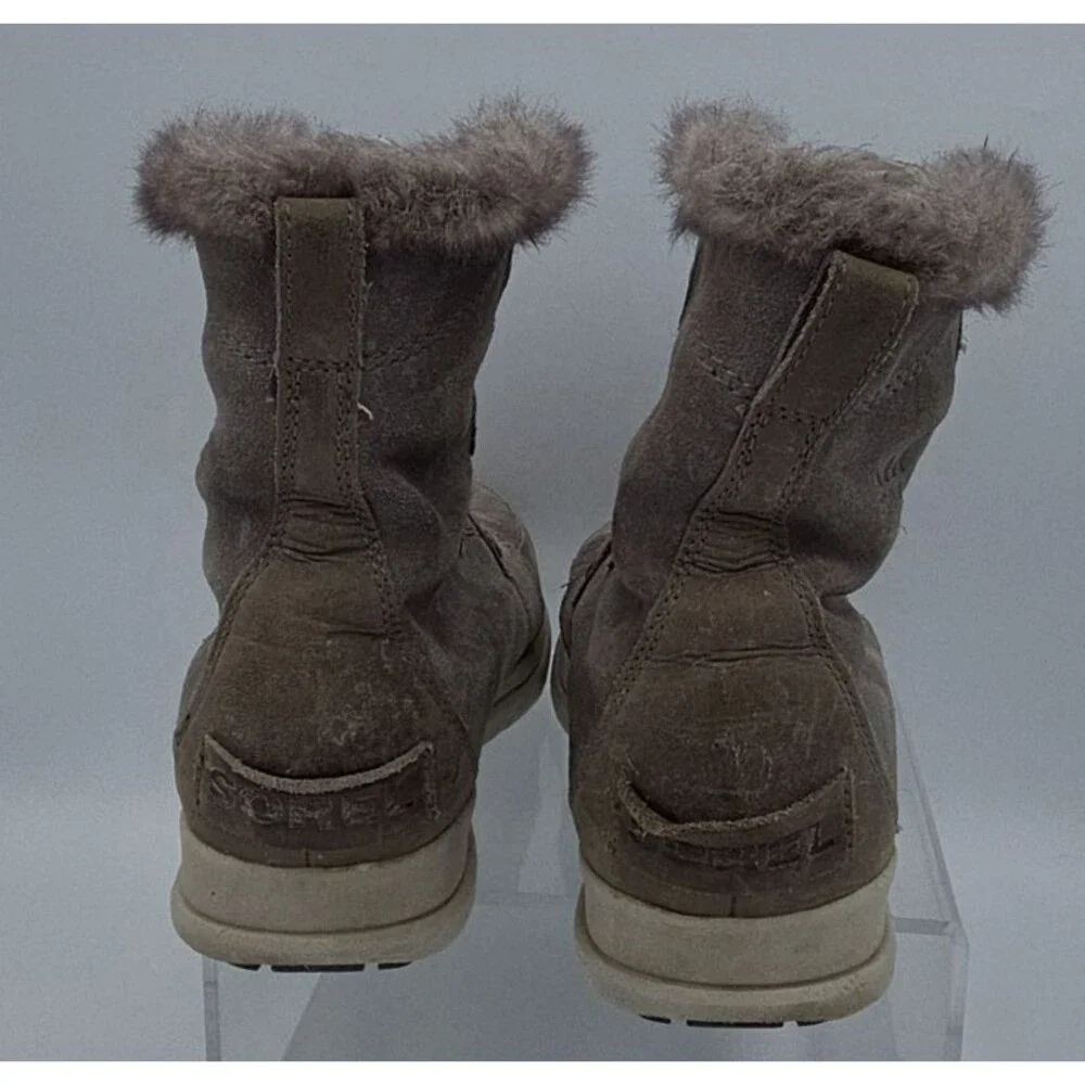 Sorel Boots Womens 9 Explorer Joan Faux Fur Snow Winter NL3039 052 Gray Leather
